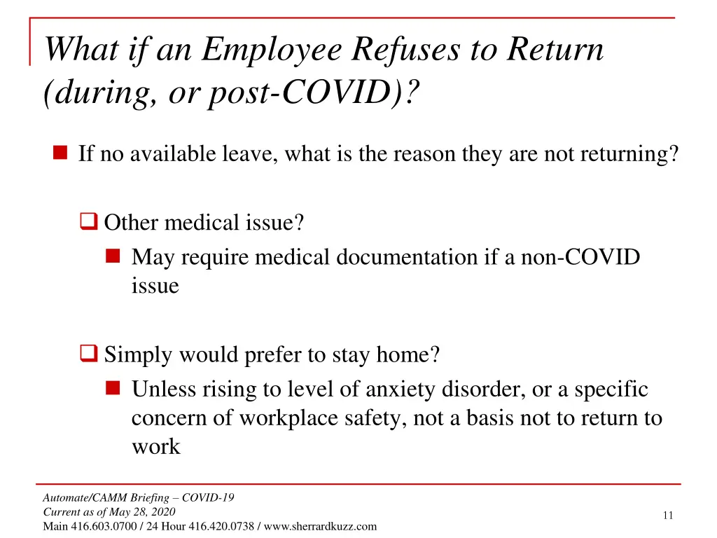 what if an employee refuses to return during 2