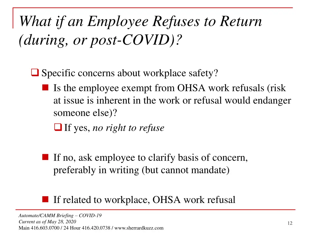 what if an employee refuses to return during 3
