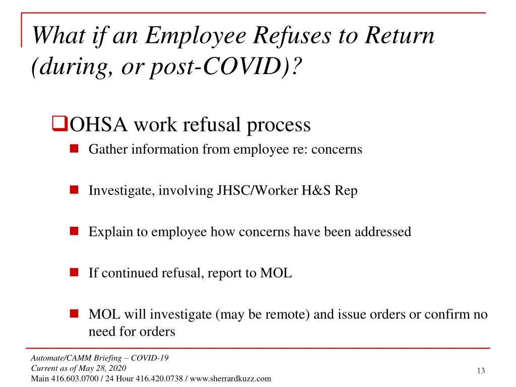 what if an employee refuses to return during 4