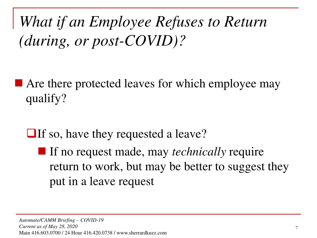 what if an employee refuses to return during