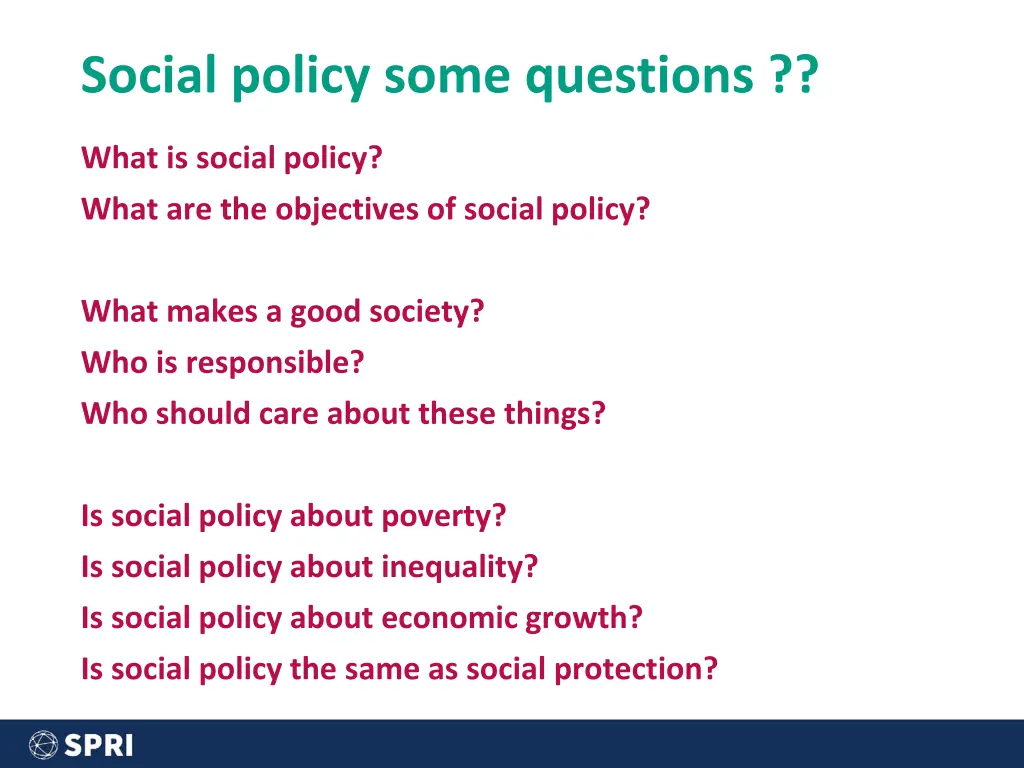 social policy some questions