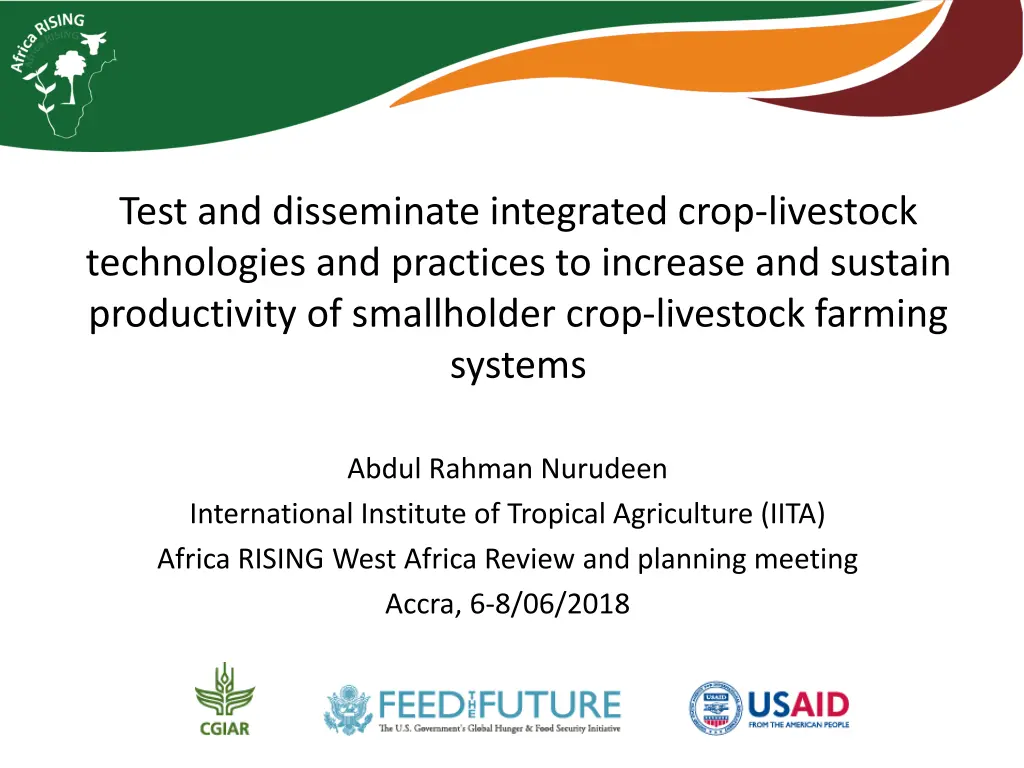 test and disseminate integrated crop livestock