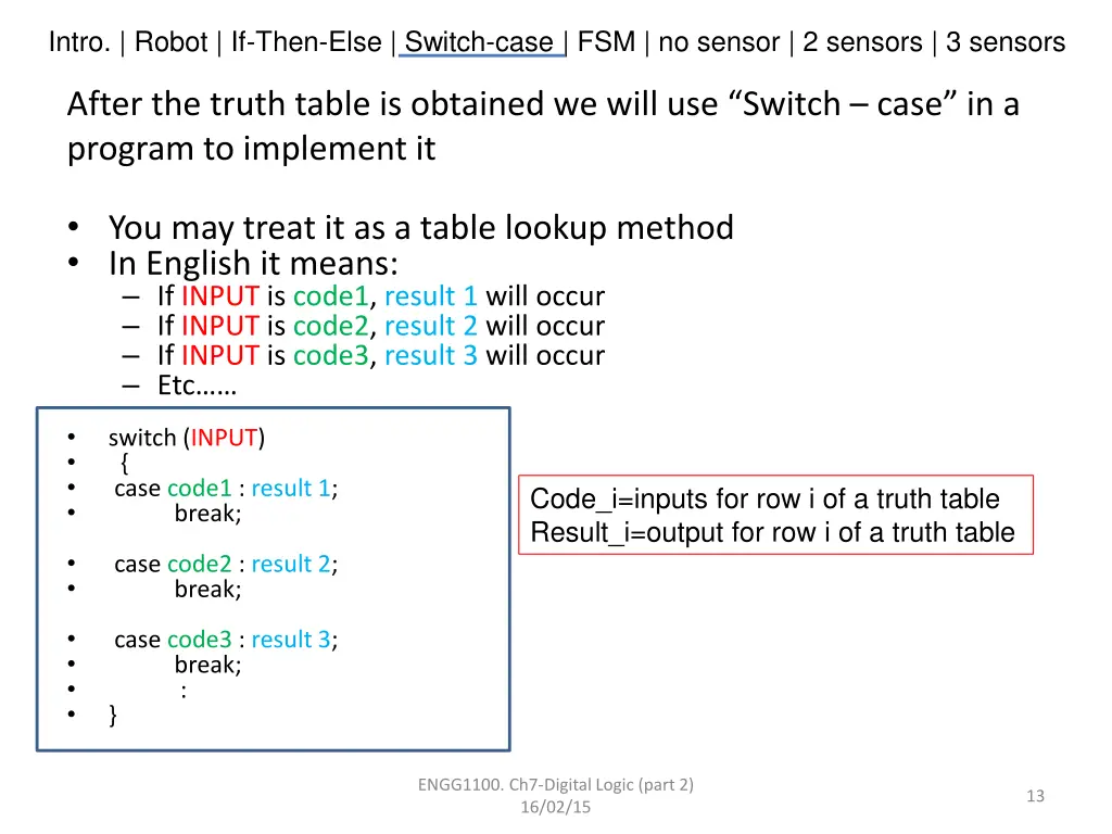 intro robot if then else switch case 11