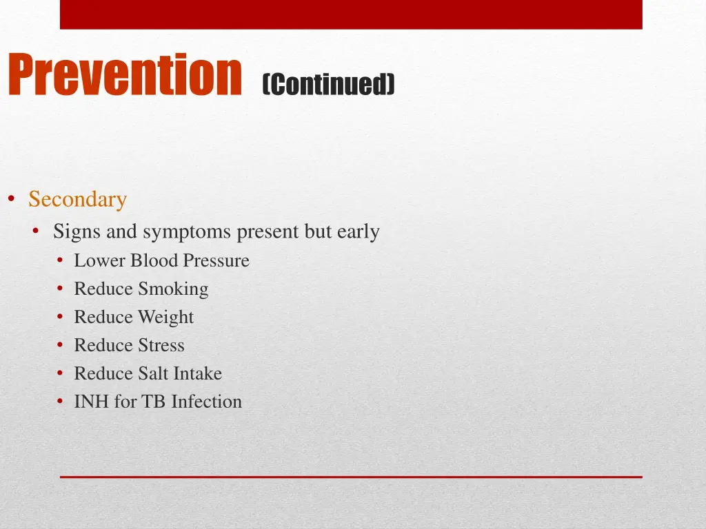 prevention continued