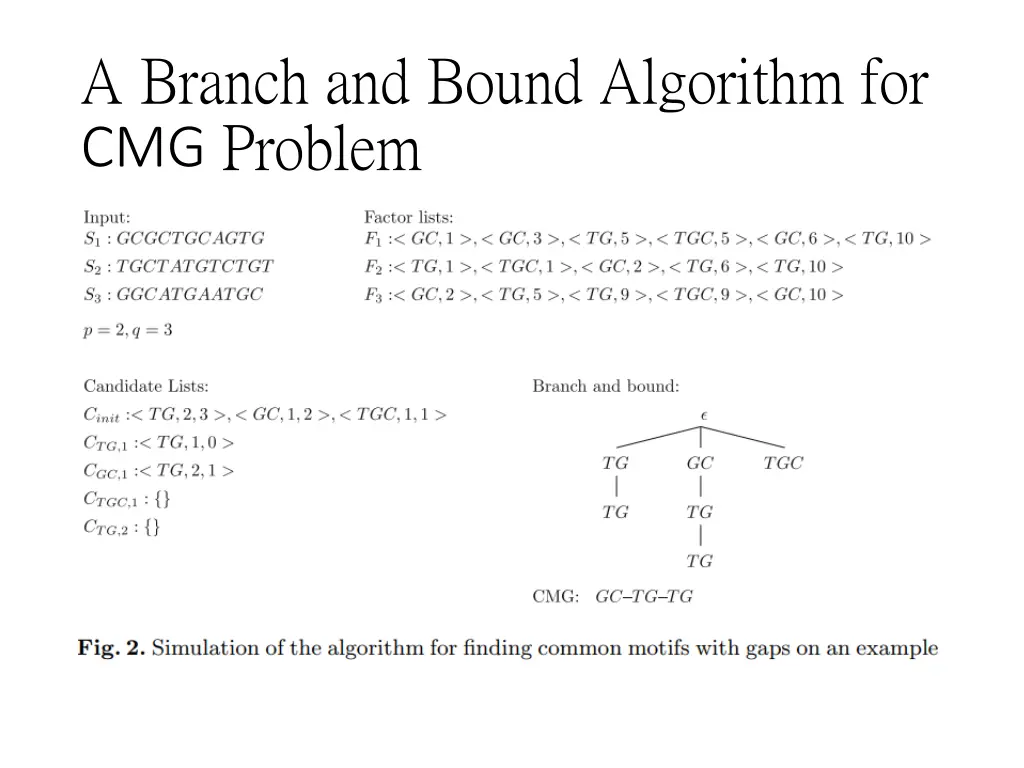 a branch and bound algorithm for cmg problem