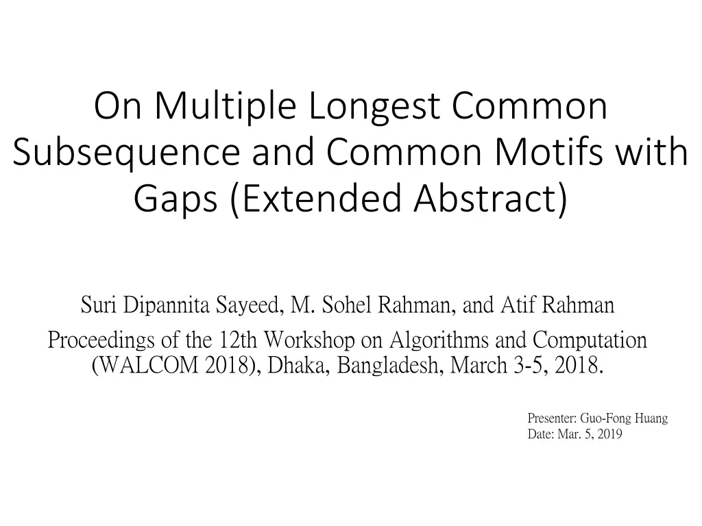 on multiple longest common subsequence and common