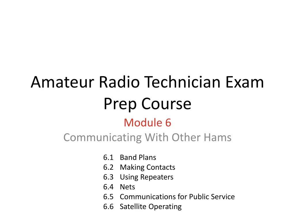 amateur radio technician exam prep course module