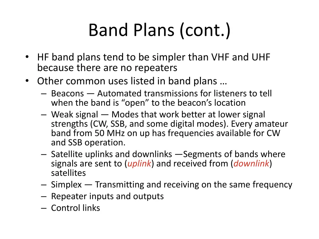 band plans cont