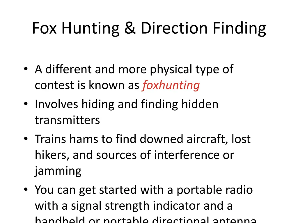 fox hunting direction finding