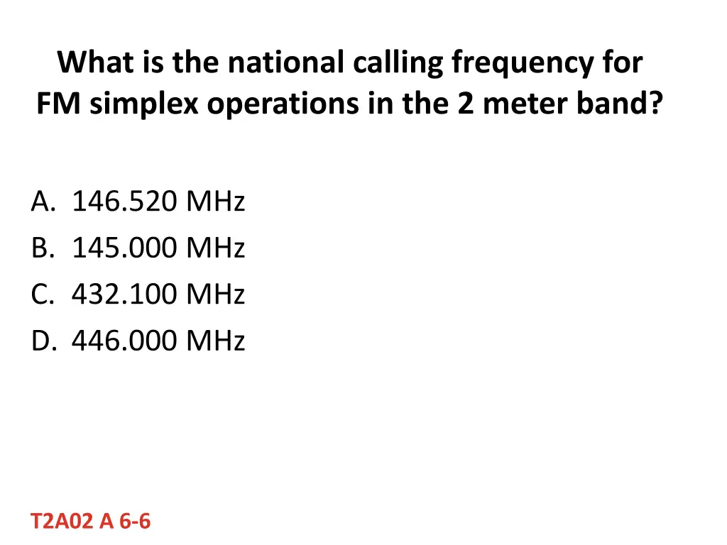 what is the national calling frequency