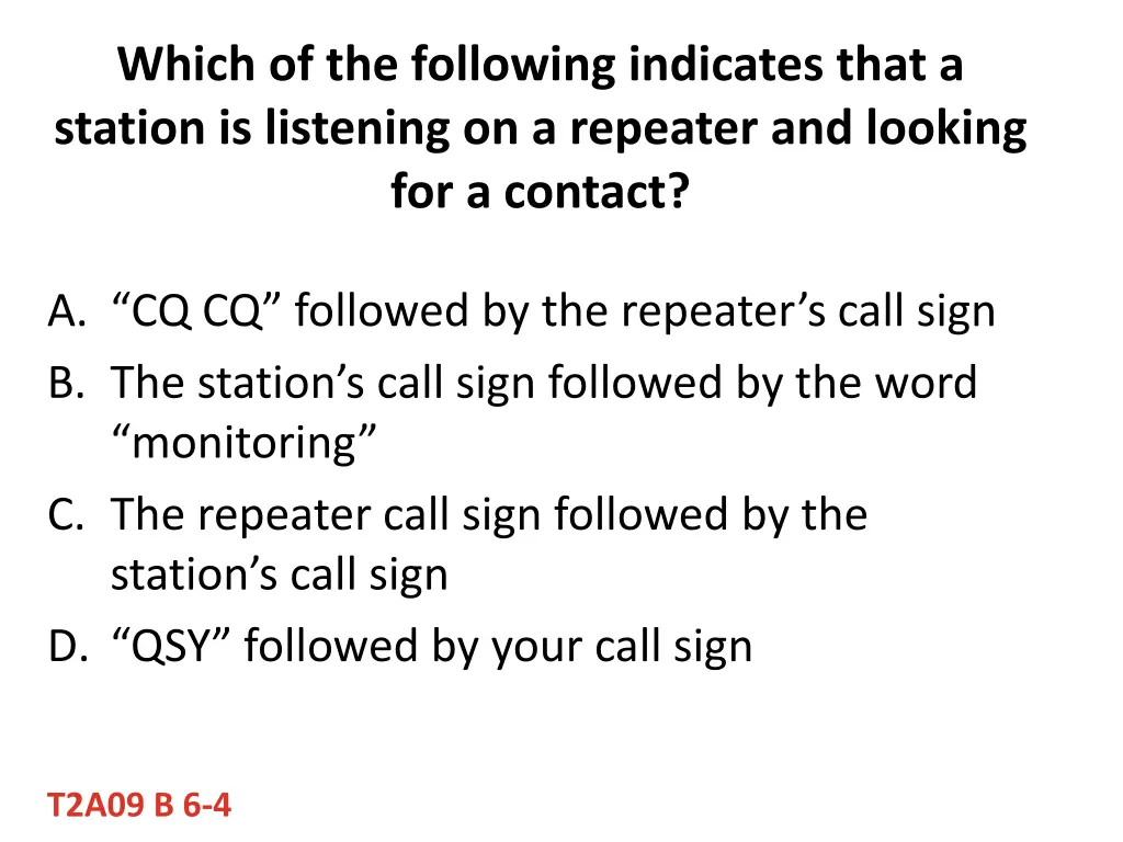 which of the following indicates that a station