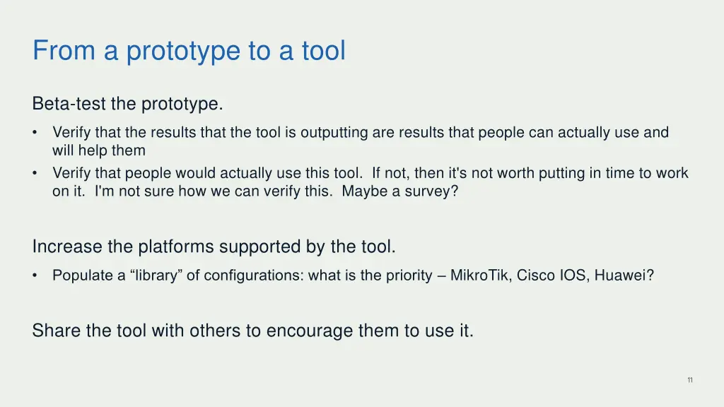 from a prototype to a tool