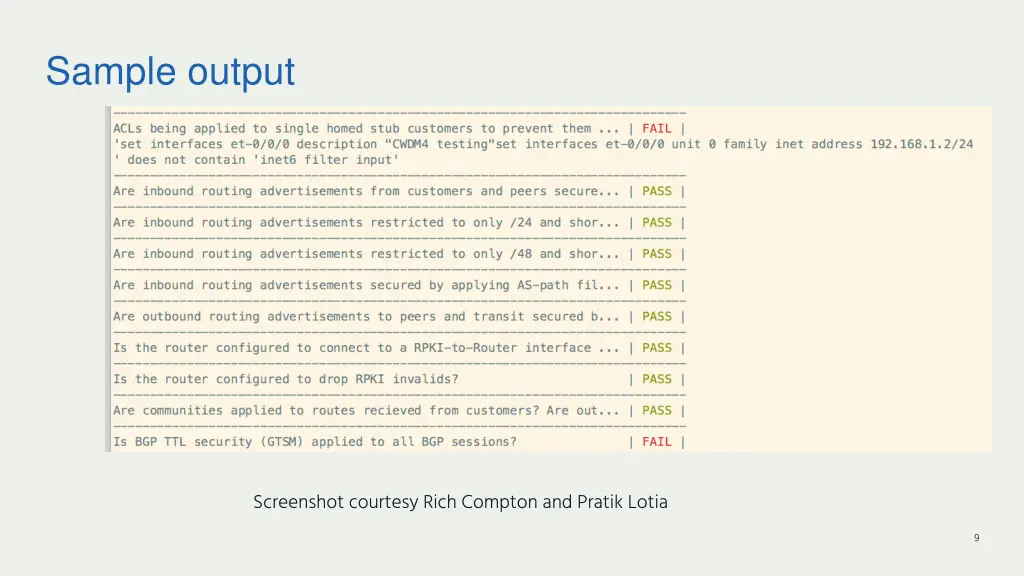 sample output