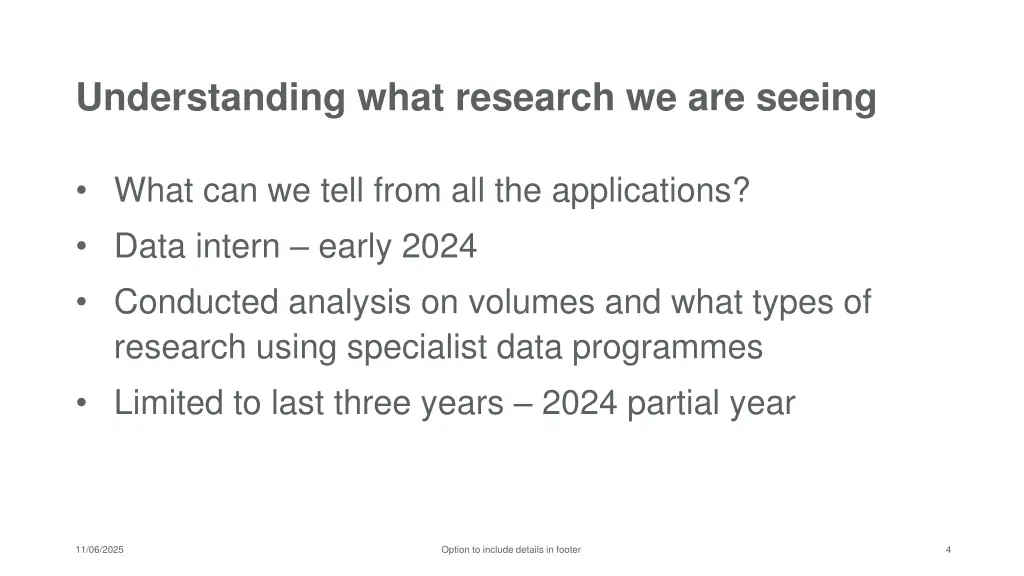 understanding what research we are seeing