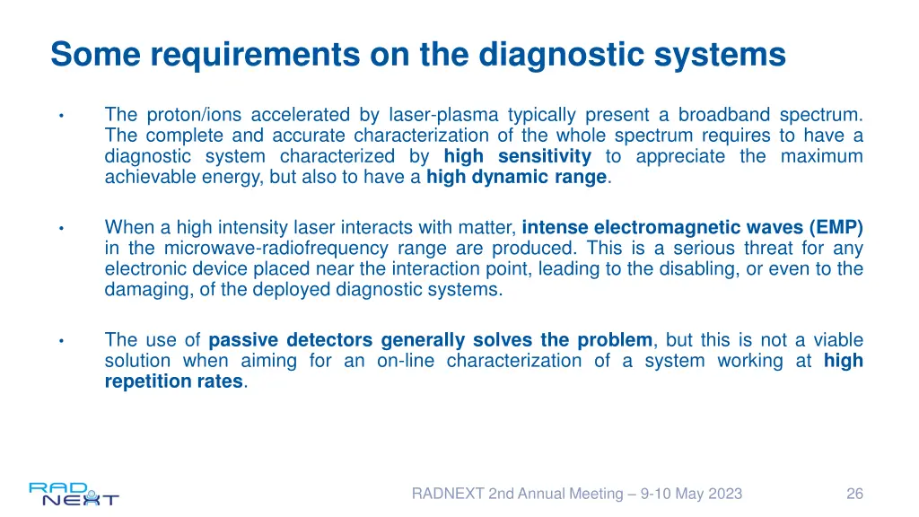 some requirements on the diagnostic systems