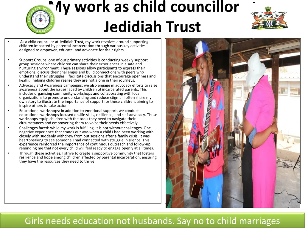 my work as child councillor at jedidiah trust