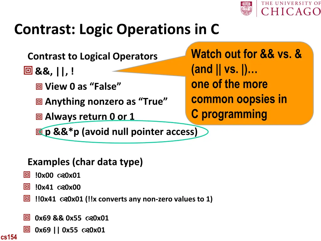 contrast logic operations in c
