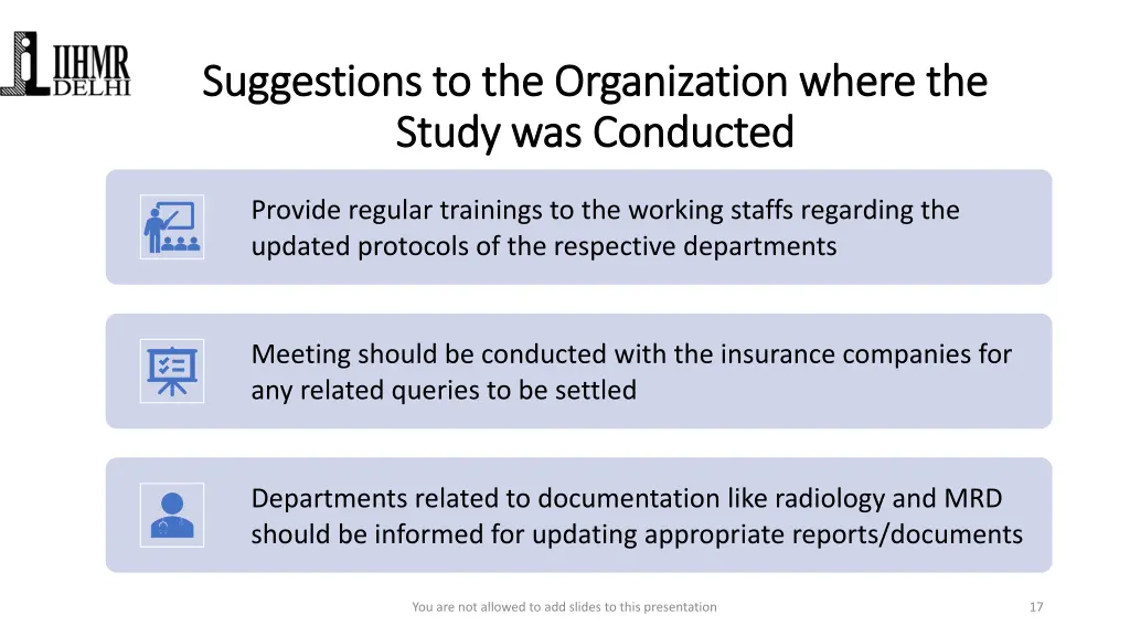 suggestions to the organization where
