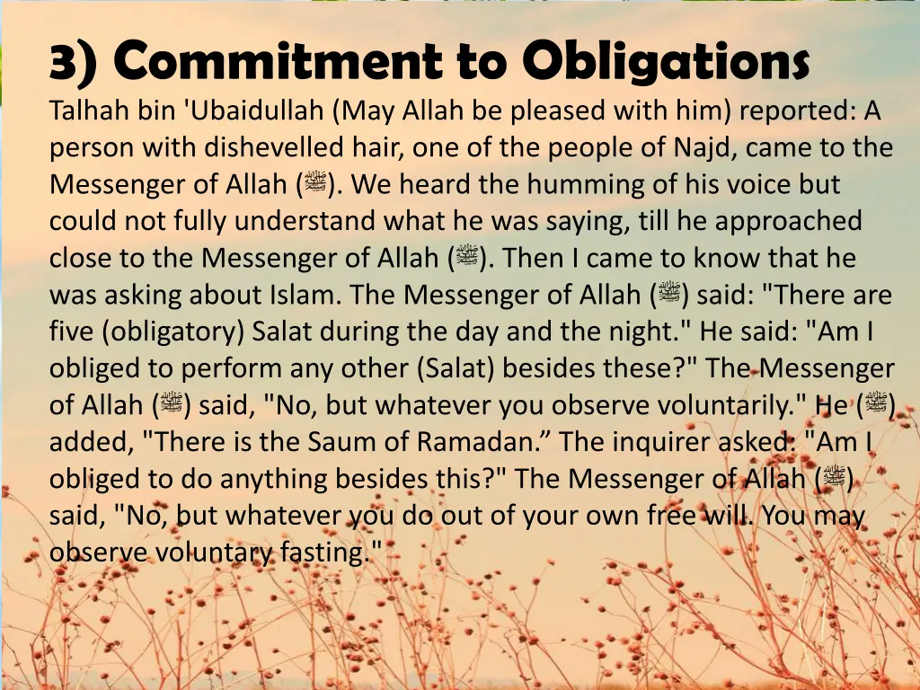 3 commitment to obligations talhah bin ubaidullah