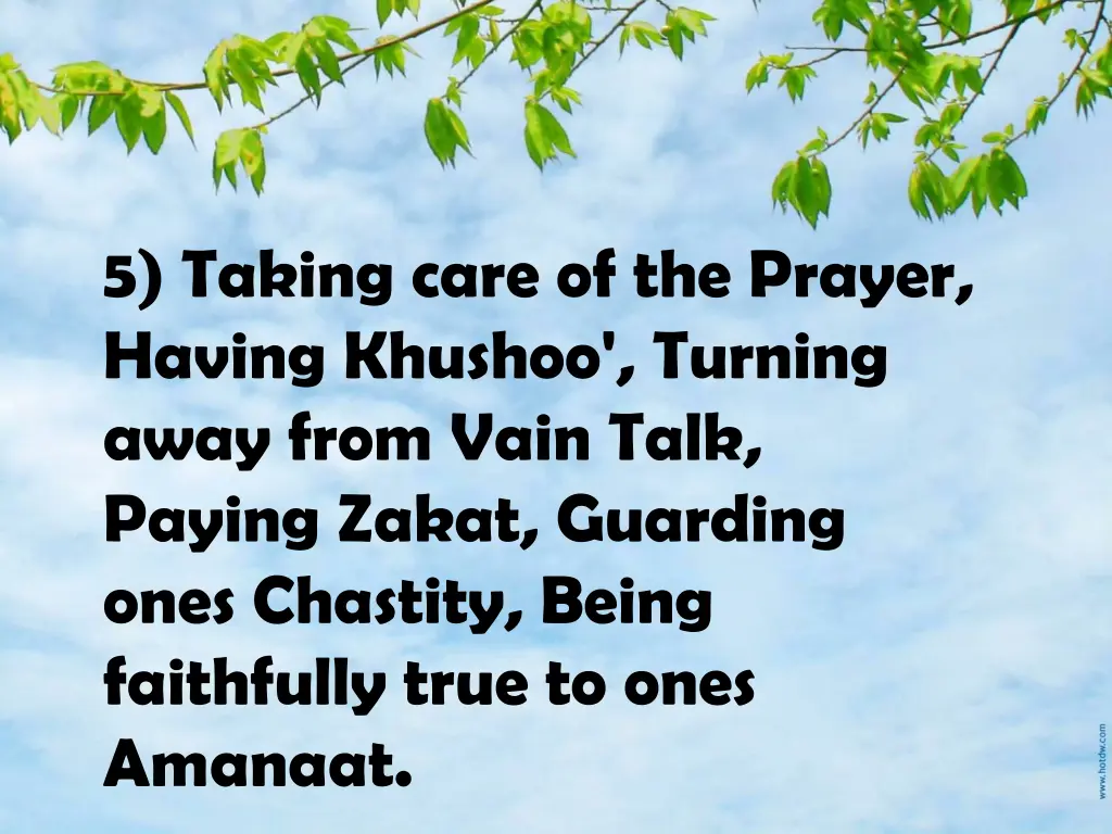 5 taking care of the prayer having khushoo