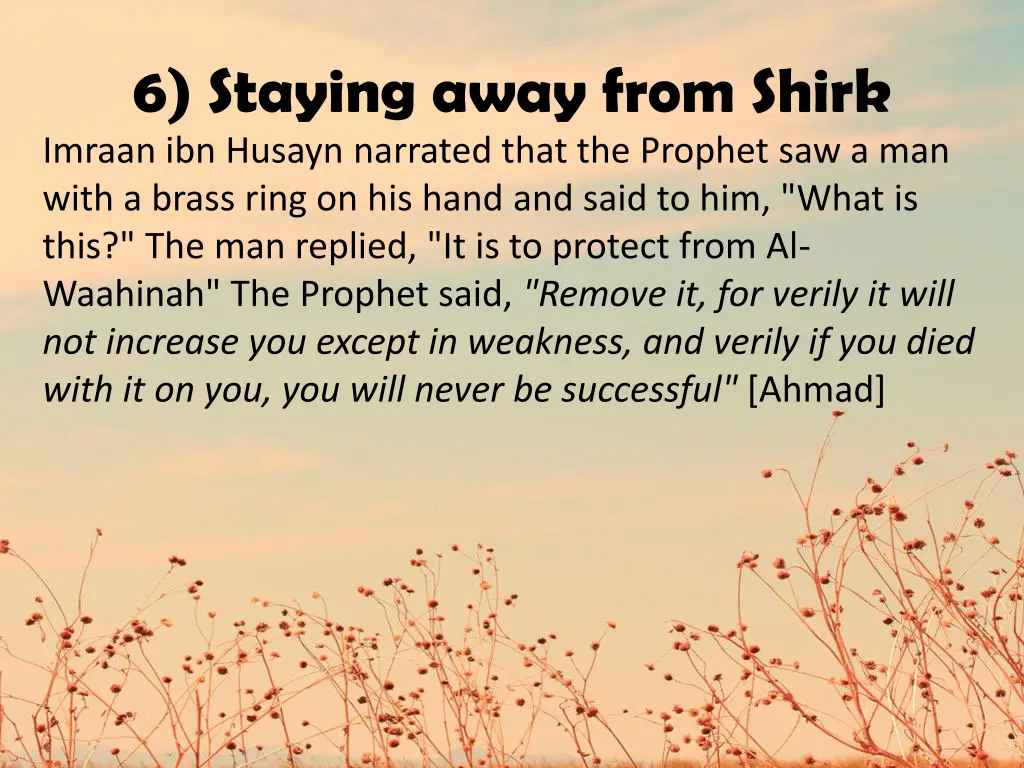 6 staying away from shirk imraan ibn husayn