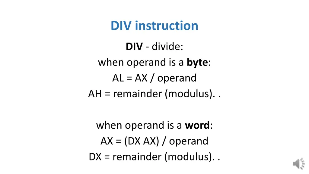 div instruction