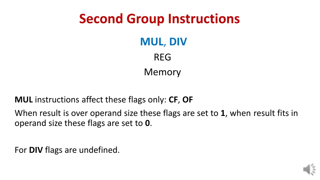 second group instructions