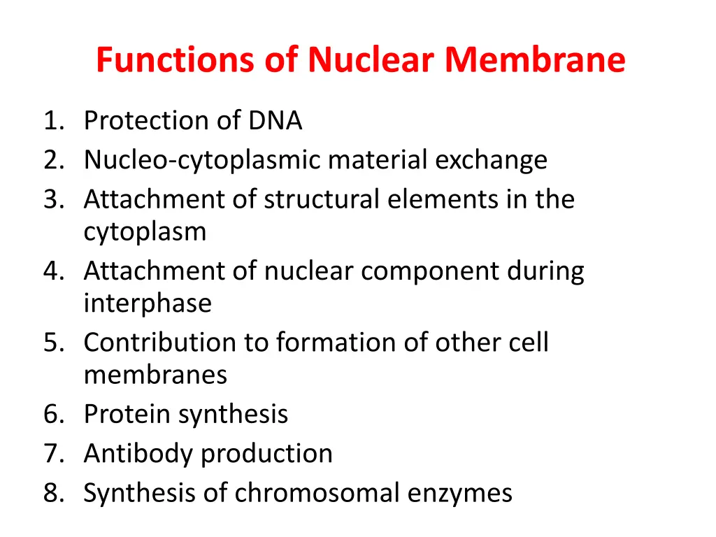 functions of nuclear membrane