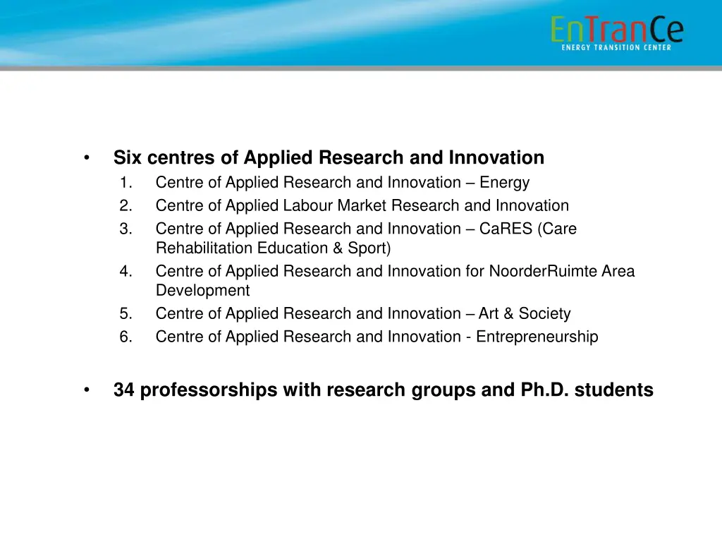 six centres of applied research and innovation
