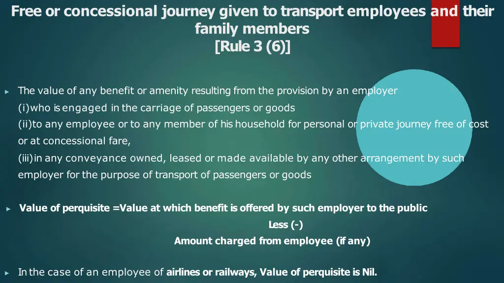 free or concessional journey given to transport