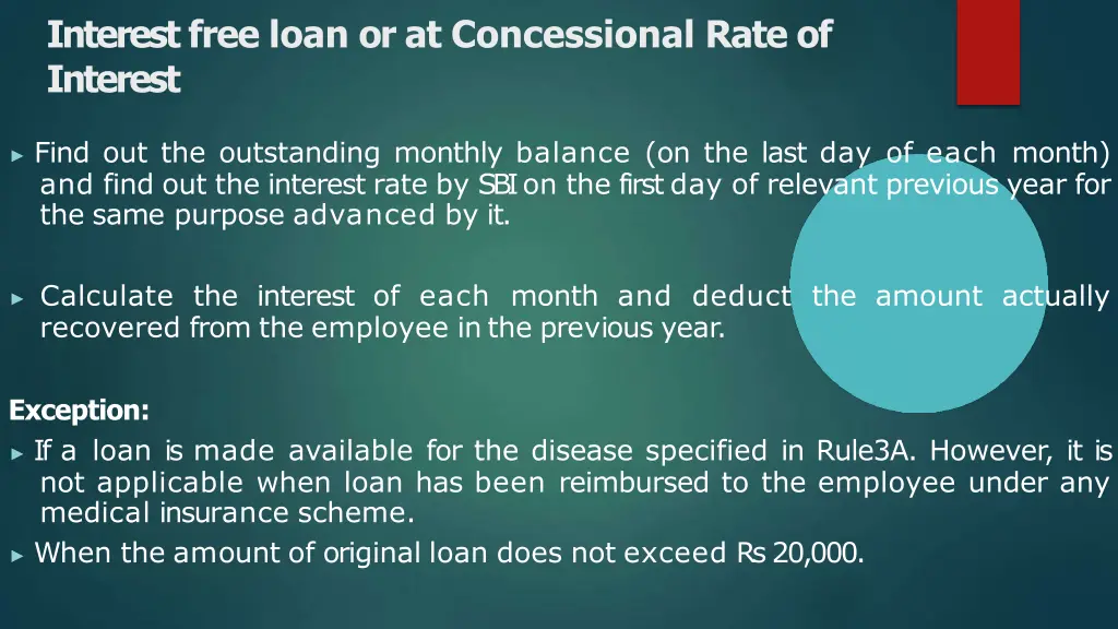 interest free loan or at concessional rate