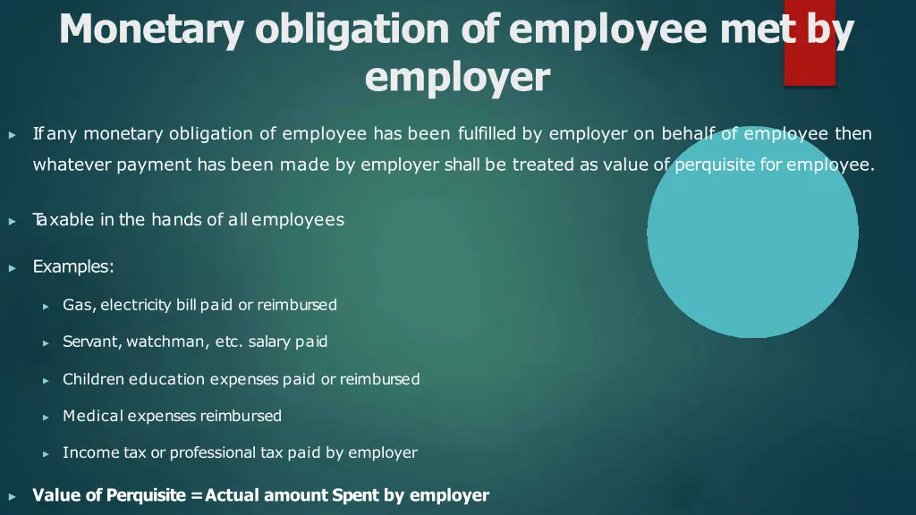 monetary obligation of employee met by employer