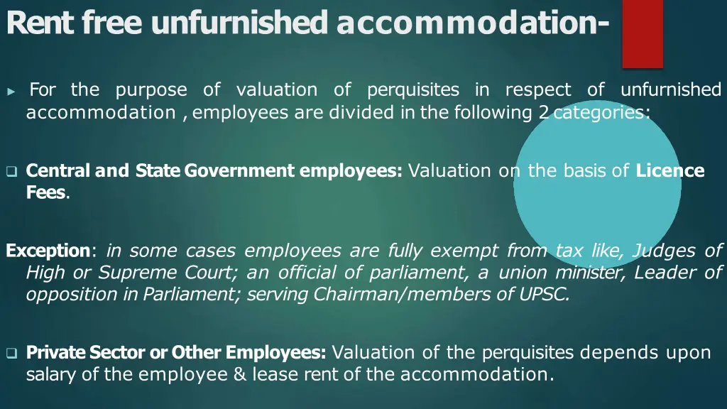 rent free unfurnished accommodation