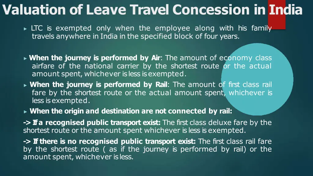 valuation of leave travel concession in india
