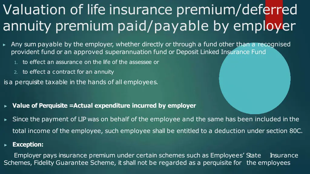 valuation of life insurance premium deferred