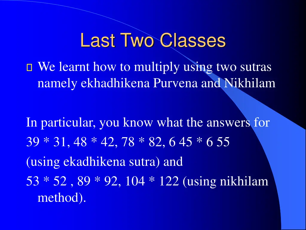 last two classes