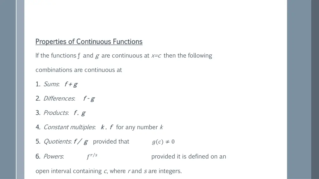 properties of continuous functions properties
