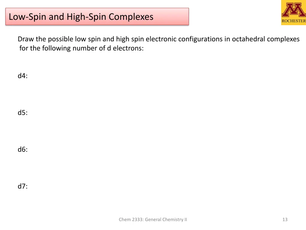 low spin and high spin complexes 1