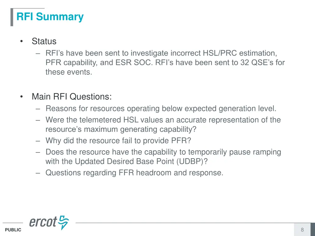 rfi summary