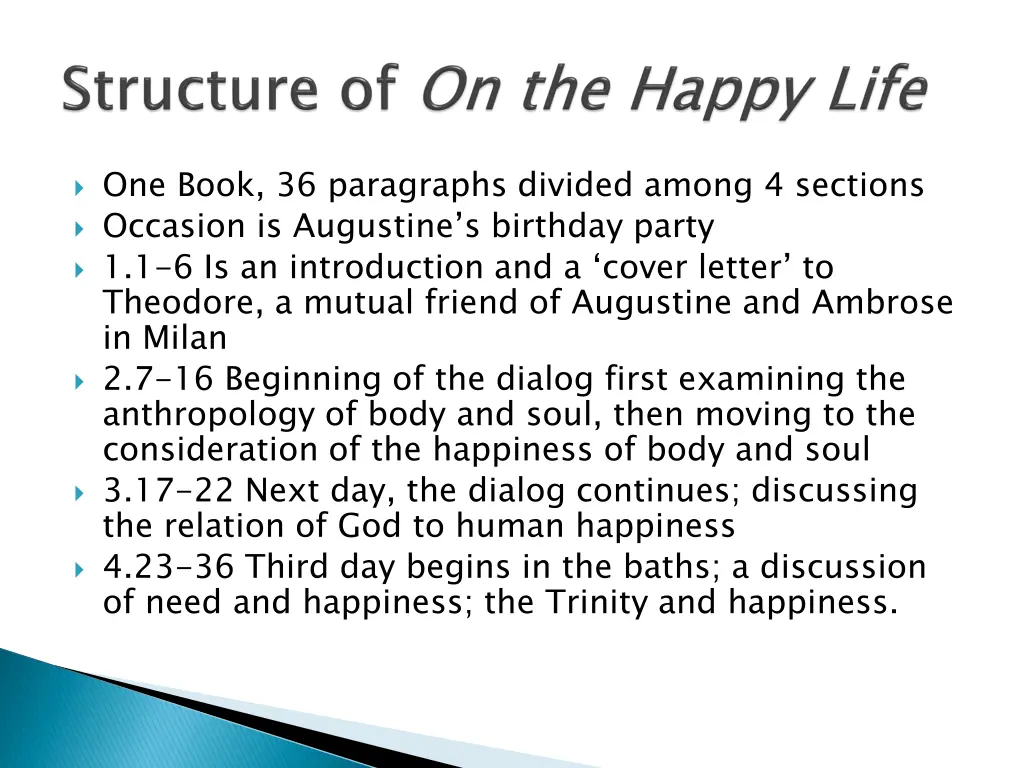 one book 36 paragraphs divided among 4 sections