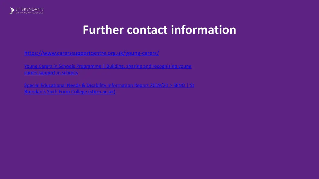 further contact information