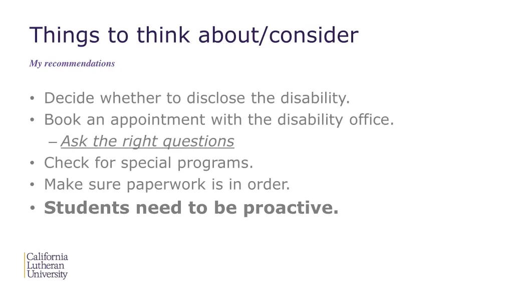 things to think about consider