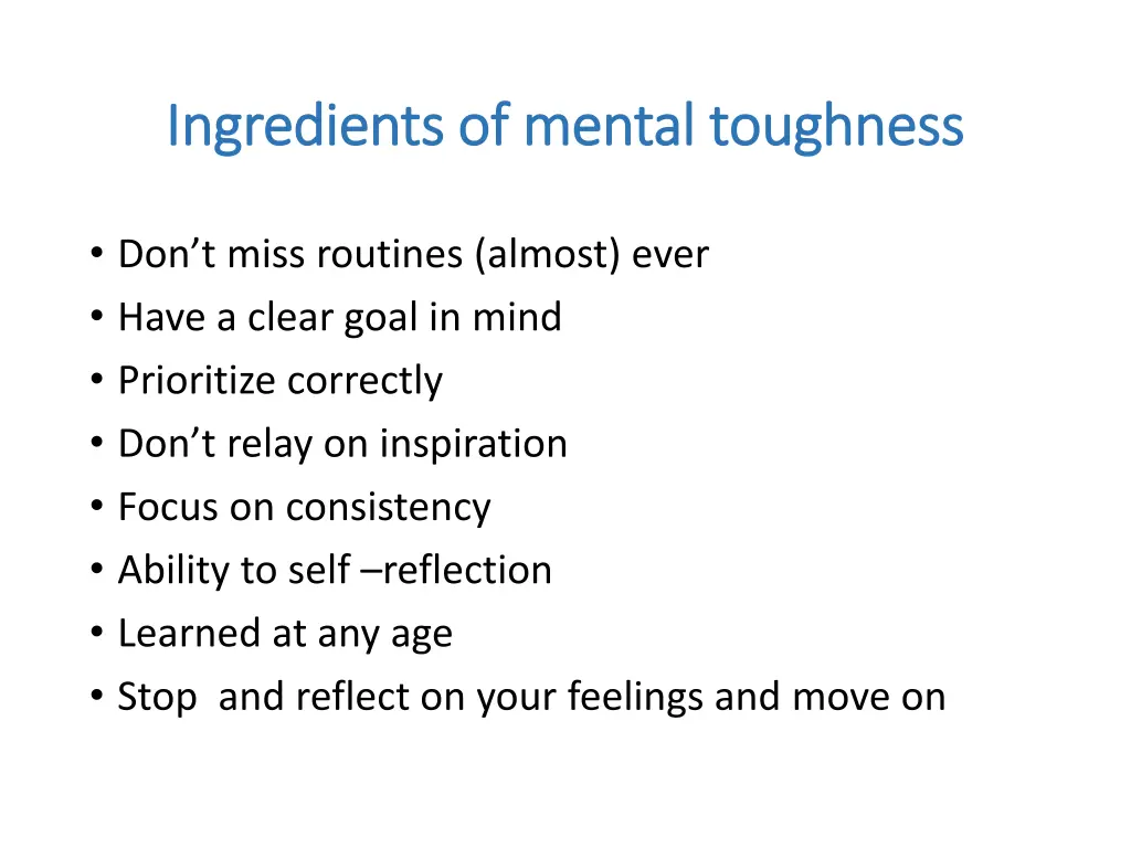 ingredients of mental toughness ingredients