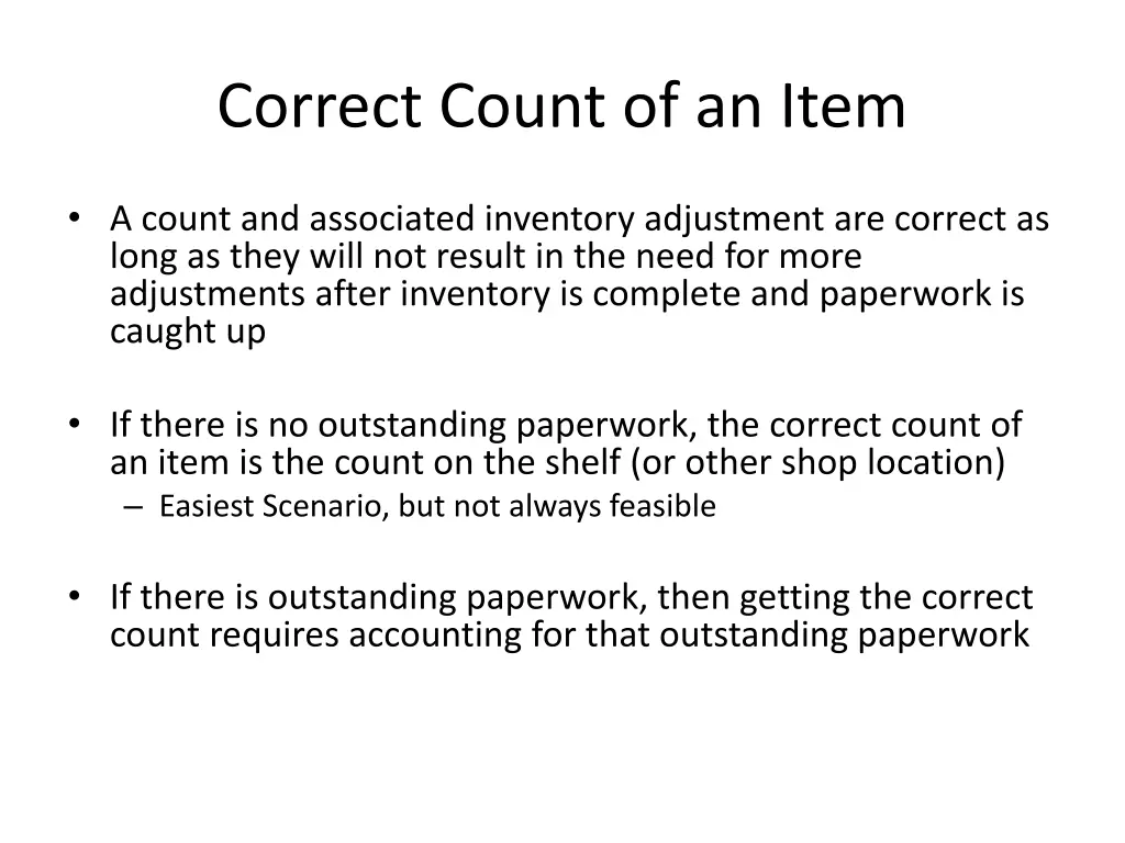 correct count of an item