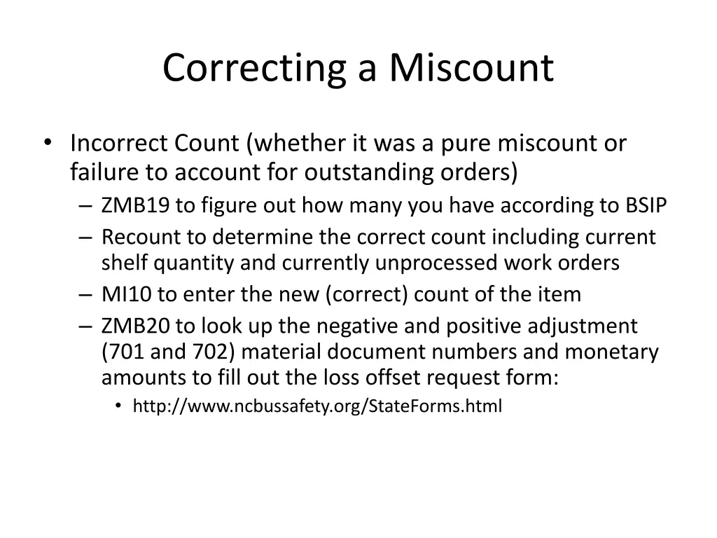 correcting a miscount 1