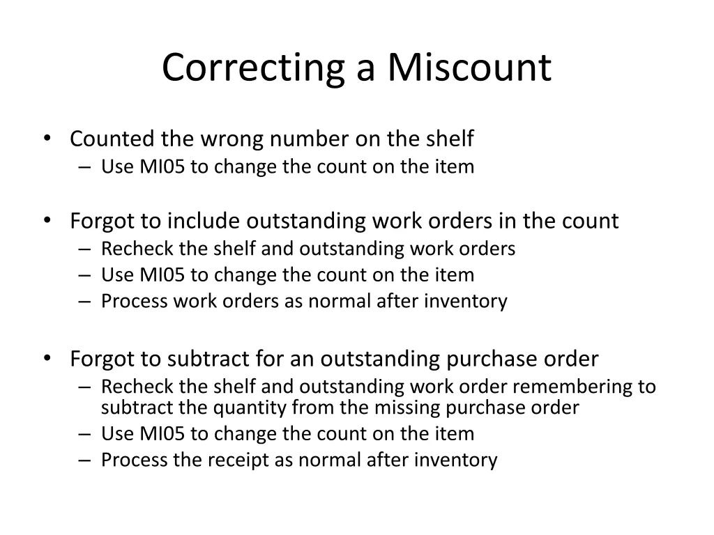 correcting a miscount