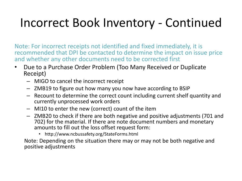incorrect book inventory continued 1