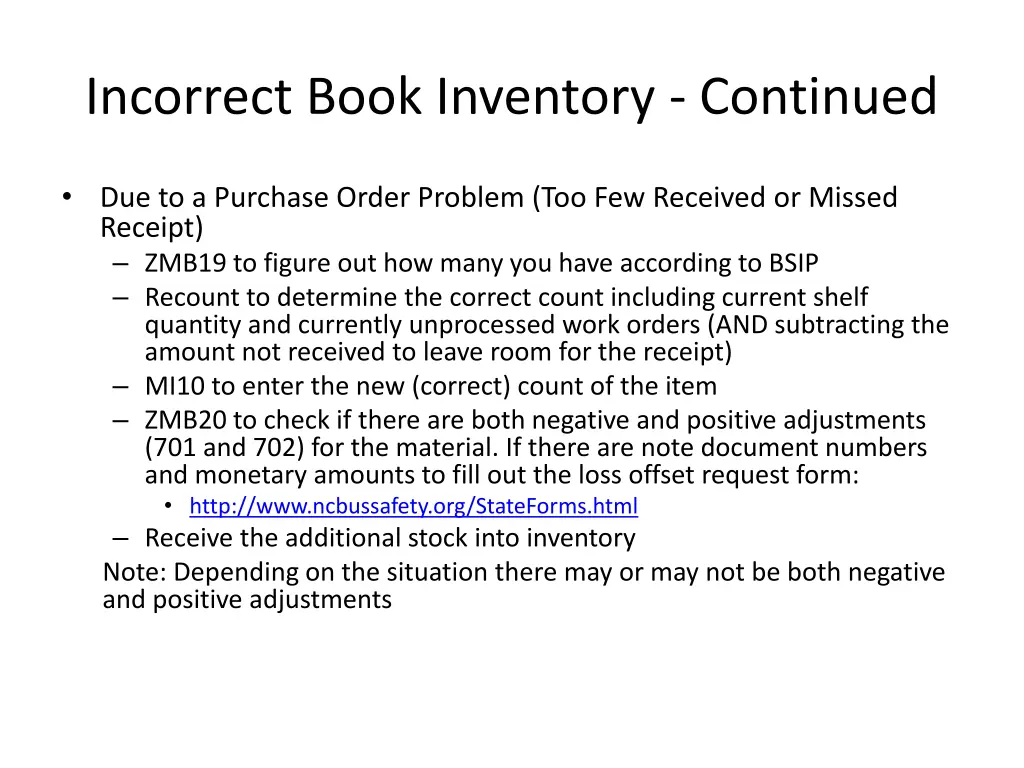 incorrect book inventory continued