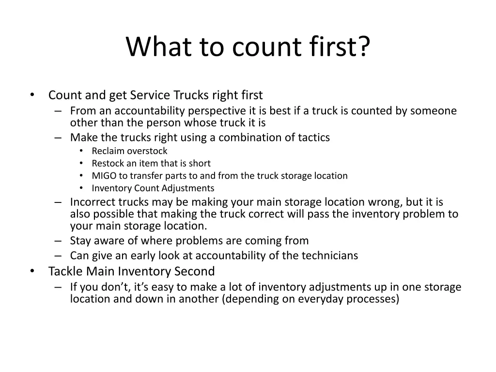 what to count first