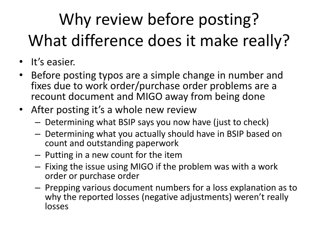 why review before posting what difference does